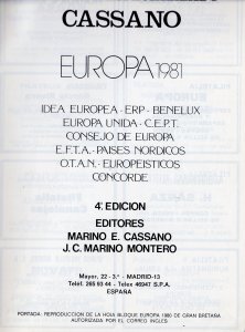 EUROPA CEPT specialized stamp catalogue 1981 by CASSANO & MARINO MONTERO 400 Pag