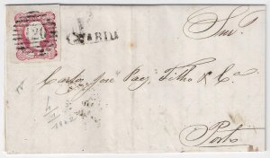 Portugal cover GUARDA Jan 1862 to PORTO Pedro V 25 Reis Sc#11 YT#12 SG#22 Mf#13