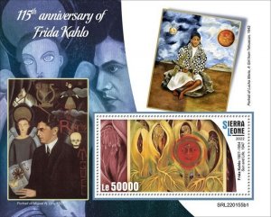 Sierra Leone - 2022 Painter Frida Kahlo - Stamp Souvenir Sheet - SRL220155b1