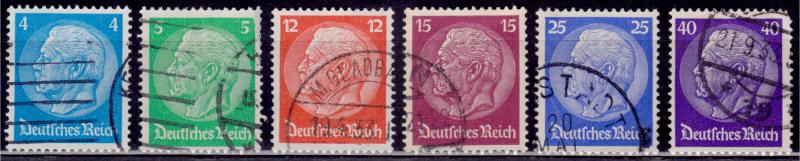 Germany, 1932, Pres. von Hindenburg, sc#391-396, used