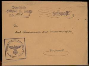 3rd Reich Germany 1939 Navy WWII Ship-of-the-Line Schlesien Feldpost Cover 87820