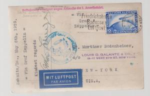 1929 Germany Graf Zeppelin LZ 127 RPPC Postcard Cover to USA Flight Delay # C 36