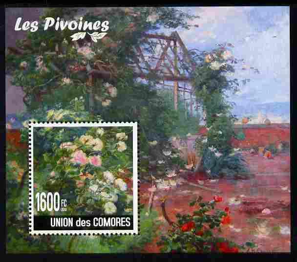 Comoro Islands 2009 Flowers of China - Peonies perf m/she...