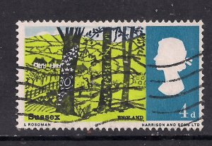 GB 1966 QE2 4d Landscapes Error Green Shift Down SG 689 ( C1014 )