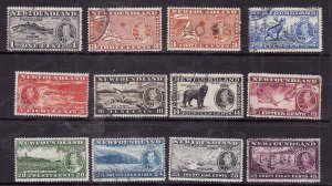 Newfoundland-Sc#233-43- id8-used set-Long Coronation-KGVI-1937-