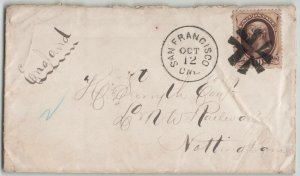 United States 1870s 10c Bank Note Cover San Francisco Fancy Cancel to England