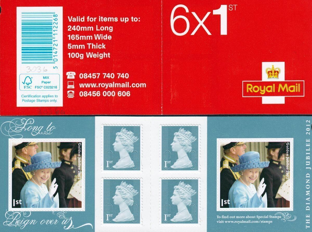 GB 2012 Diamond Jubilee 6x1st Class Stamp Booklet MNH 3036a Great