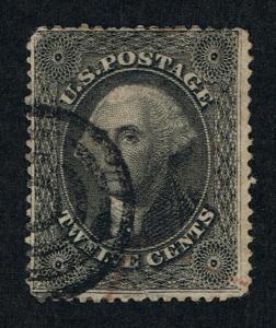 GENUINE SCOTT #36 F-VF USED 1857 BLACK PLATE-12 PERF 15½ FOUR BIG MARGINS