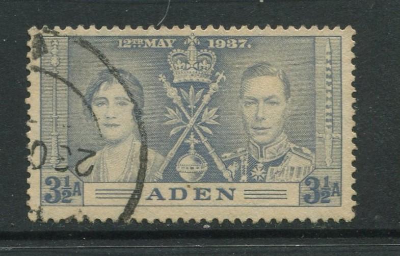 ADEN - Scott 15 - Coronation Issue - 1937- Used - Single 3.1/2a Stamp