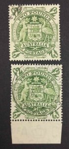 MOMEN: AUSTRALIA SG #224d,224da ROLLER FLAW USED £126 LOT #63860