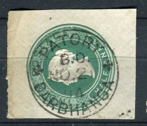 INDIA; 1890s 1/2a. classic QV Postal Stationary fine used PIECE, Patory