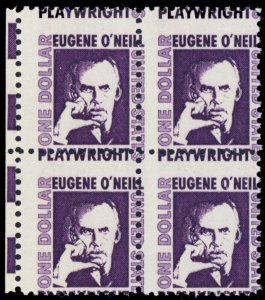 1294, Huge Two Way Misperf Error $1 Eugene O'Neil Block/4 Mint NH - Stuart Katz