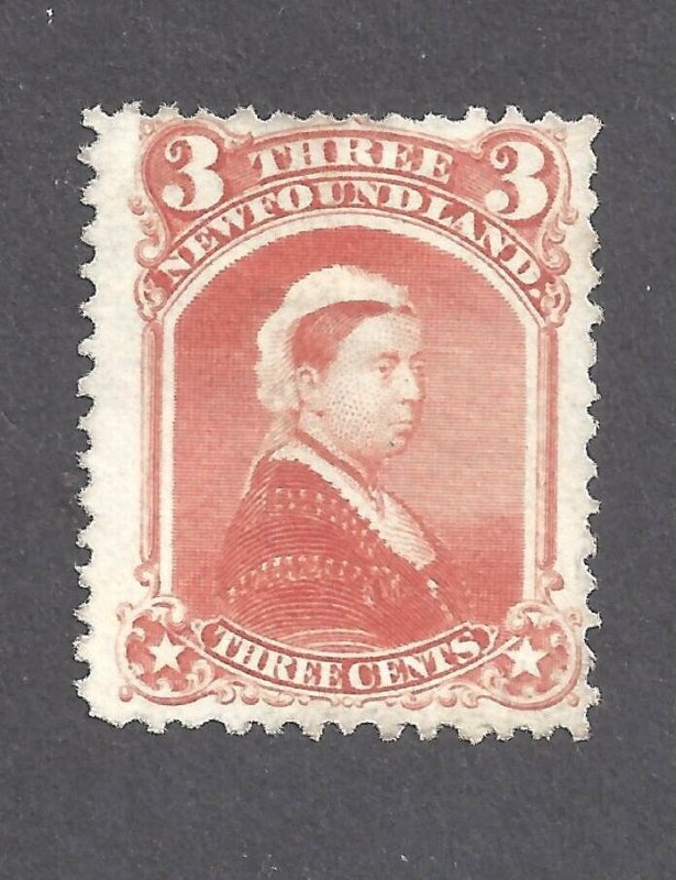 Canada NEWFOUNDLAND #33 MINT UN 1870 3c VERMILION QUEEN VICTORIA BS26931