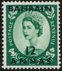 Bahrain 1956 12a on 1s 3d green SG100 unused