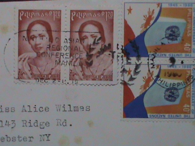 ​PHILIPPINES-1980-AIRMAIL COVER-SC #1489  USED COVER WITH OLD STAMPS VERY FINE