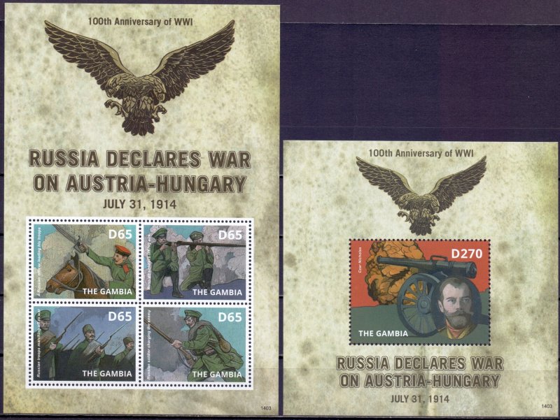 Gambia. 2014. Rossica 1st World War Tsar. MNH.