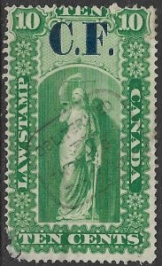 CANADA REVENUES ONTARIO 1864 10c CF Consolidated Fund LAW STAMP VDM. OL2b VFU