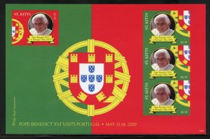 ST. KITTS POPE BENEDICT XVI VISITS PORTUGAL IMPF SHEET I MINT NH