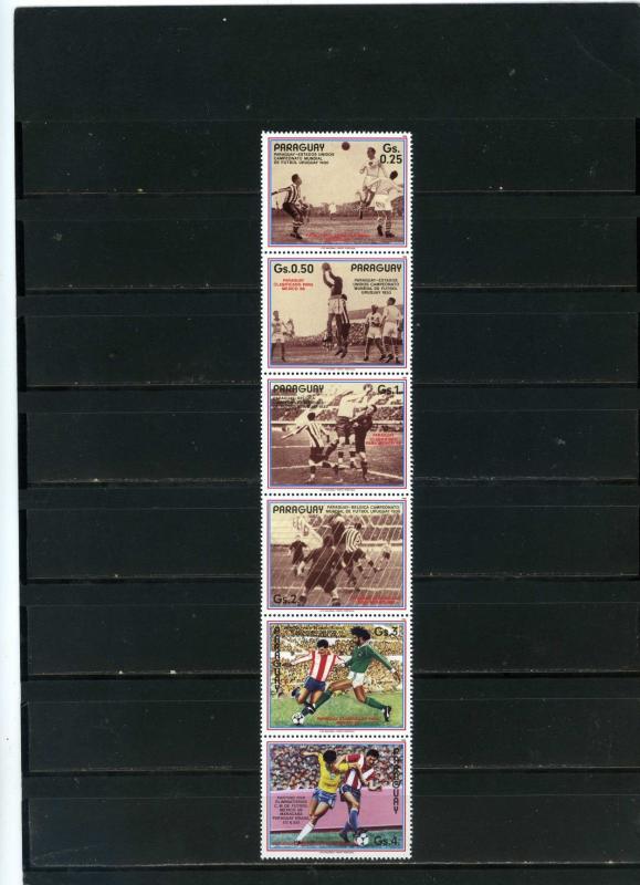 PARAGUAY 1986 SOCCER WORLD CUP MEXICO STRIP OF 6 STAMPS MNH 