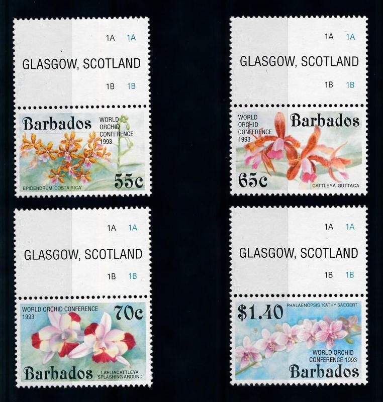 [79811] Barbados 1993 Flora Flowers Blumen Orchids with OVP and Labels MNH