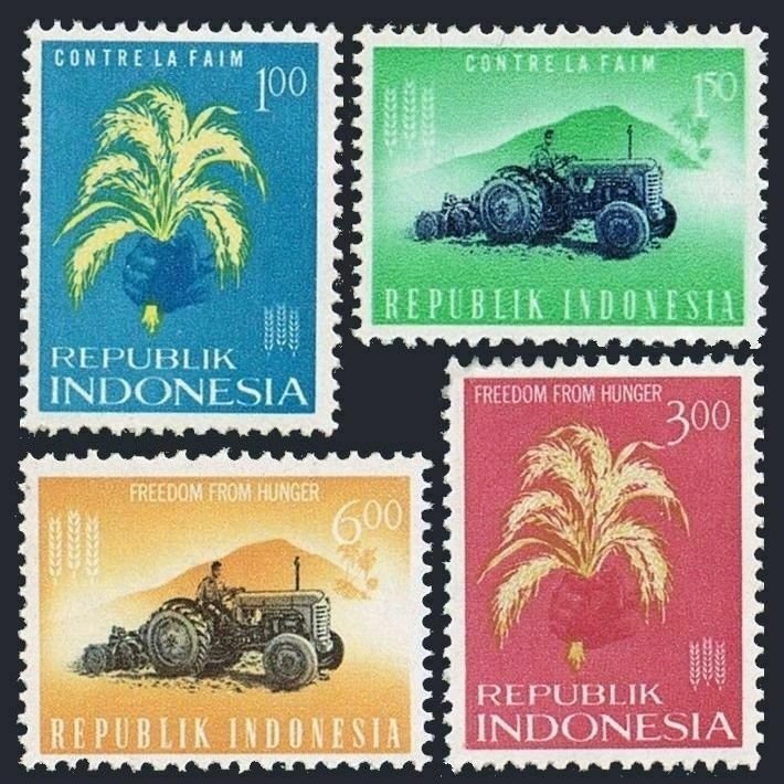 Indonesia 585-588 blocks/4,MLH/MNH.Michel 388-391. FAO Freedom from Hunger,1963.