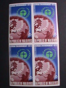 ​MALDIVE ISLAND 1972-SC#414 UN CONFERENCE ON HUMAN ENVIRONMENT MNH BLOCK VF