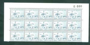 Greenland. 1977.1 Mnh 15-Plate Block # G 020. 2 Kr. Helicopter. Sc# 85. Slania