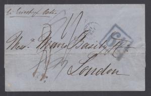 Ionian Islands, 1858 stampless cover CORFU - LONDON, inscrbed pr Triest & Oste