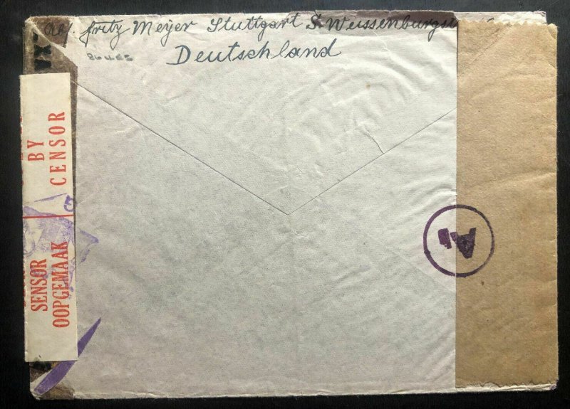 1943 Stuttgart Germany Cover To South Africa Jagersfontein Internment Camp POW