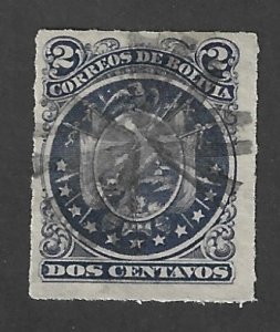 BOLIVIA Scott #25 Used 2c  Coat of Arms stamp 2022 CV $3.00
