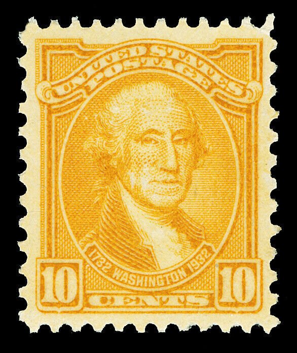 Scott 715 1932 10c Orange Yellow Washington Issue Mint VF OG LH Cat $9