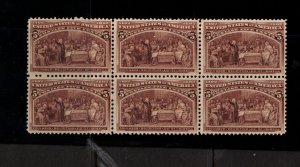 USA #234 Mint Fine - Very Fine Never Hinged Block Of Six - Natural Inclusions