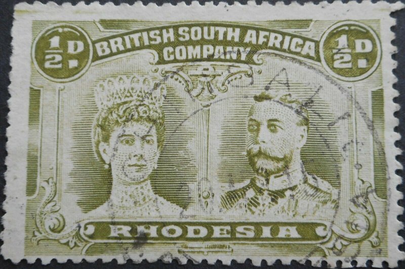 Rhodesia Double Head HalfPenny with CHINSALI (DC) postmark