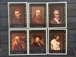 1967 Yemen Amphilex Rembrandt Paintings Gold Border Mi# 278-83, SG# R198-203 MNH