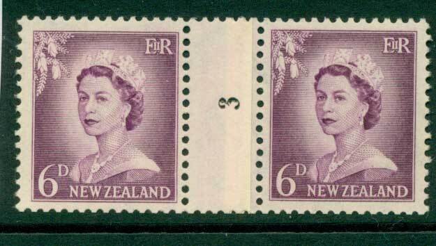 New Zealand 1956 QEII Redrawn 6d Mauve Coil Join #3 Upwards  MH/MUH Lot25620