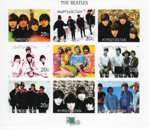 Kyrgyzstan 1999 THE BEATLES Sheetlet (9) IMPERFORATED MNH