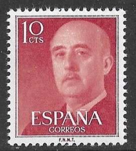 SPAIN 1954-56 10c General Franco Portrait Issue Sc 815 MNH