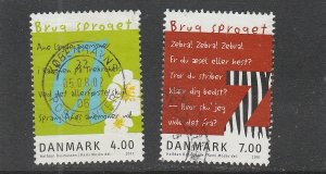 Denmark  Scott#  1196-1197  Used  (2001 Use The Language)