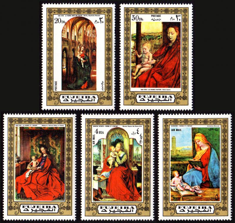 Fujeira Michel #876-880 set/5 mnh - 1972 Paintings - The Madonna - Virgin Mary