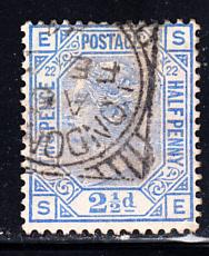 Great Britain used #82 2 1/2p Victoria Plate #22 Position: SE