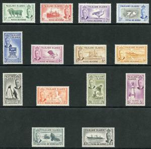 Falkland Is SG172/85 KGVI set of 14 Fresh M/M