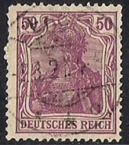 Germany #125  50 PF Germania, Red Lil, used VF