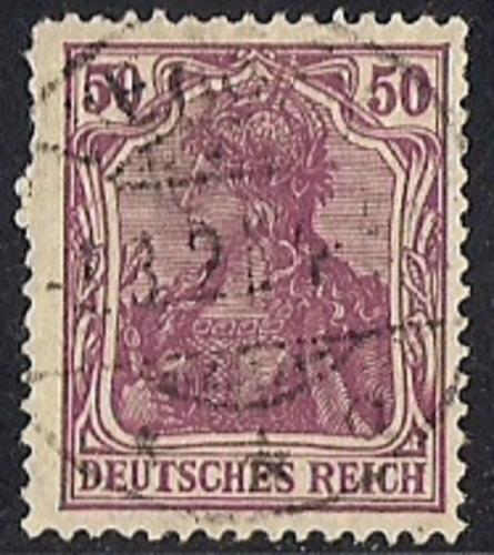 Germany #125  50 PF Germania, Red Lil, used VF