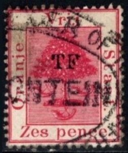 1885 Orange Free State Revenue 6 Pence Coat of Arms Overprinted TF Telegraph