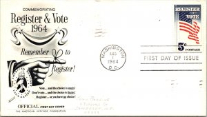 FDC 1964 SC #1249 Fleetwood Cachet - Washington DC - Single - J6019