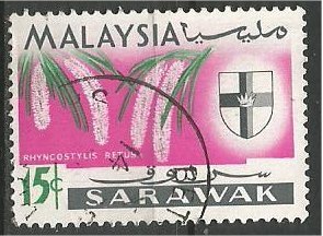 SARAWAK, 1965, used  15c, Orchid Scott 233