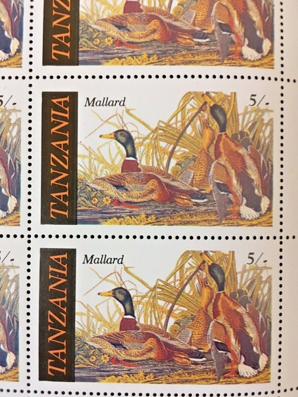 TANZANIA 1986 - 3 MINI SHEETS - Audubon BIRDS - MINT/NH, Free Shipping