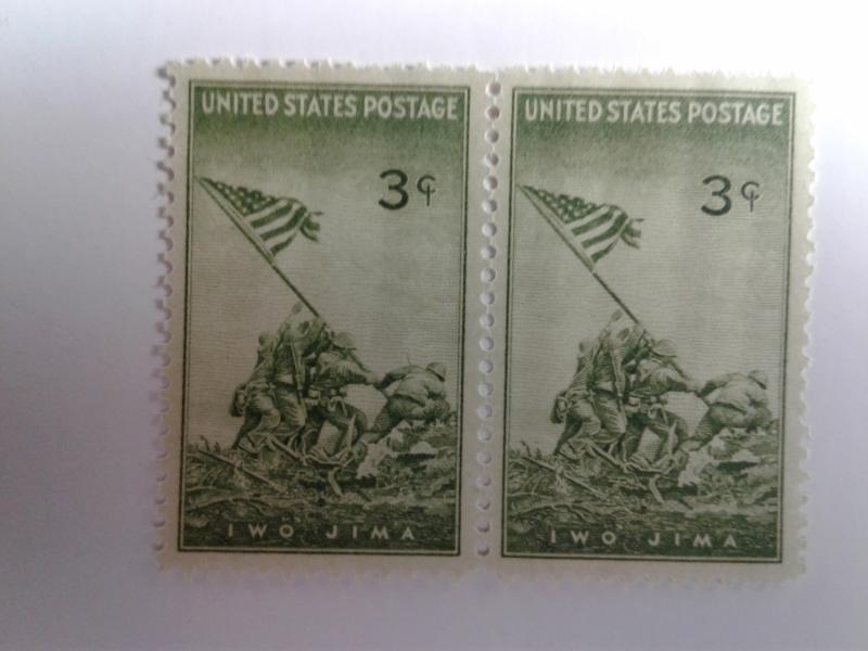 SCOTT # 929 MARINES- FLAG RAISING DOUBLES GEMS POST OFFICE FRESH