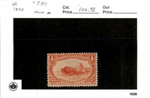 United States Postage Stamp, #287 Mint Hinged, 1898 Indian Buffalo (AB)