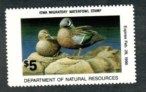 IA18 Iowa #18 MNH State Waterfowl Duck Stamp - 1989 Blue-winged Teal